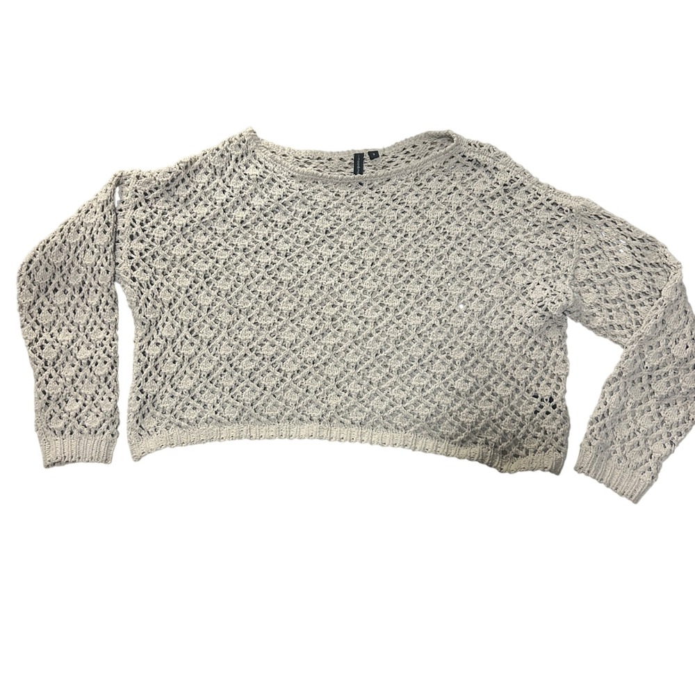 Crochet Knit Siren Net Sweater Moods of Modison‎ Women's Small Cream Pullover